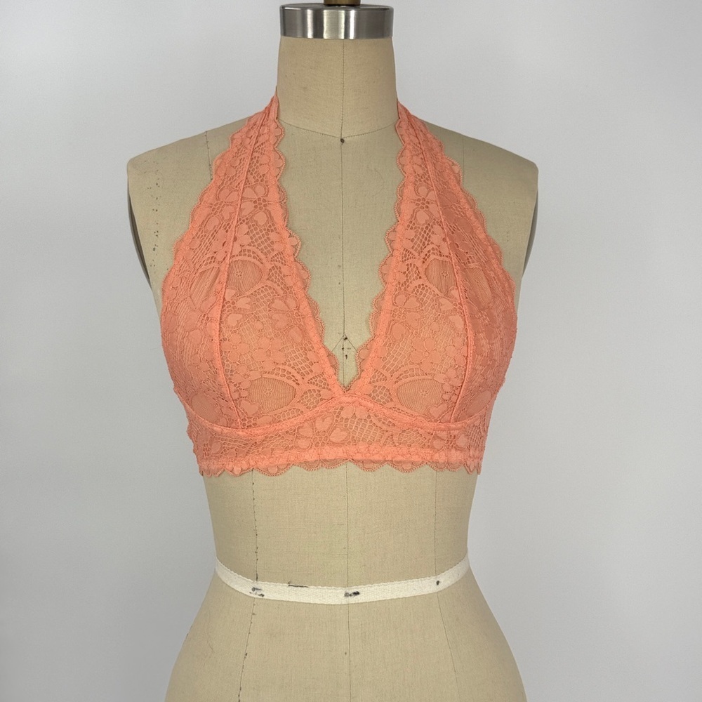 NWT Free People Galloon Lace Halter Bra in Light Orange Size Small - Picture 2 of 6